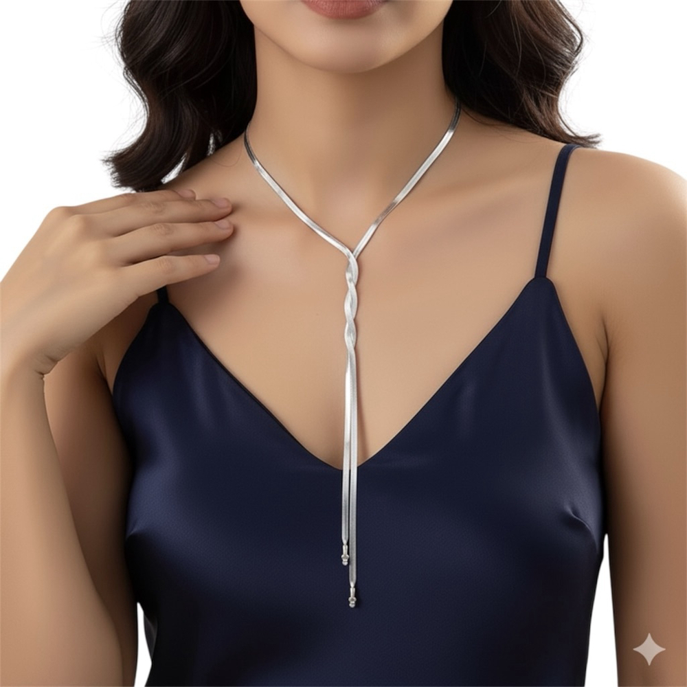 Silver Twist Snake Chain Necklace Titanium Steel